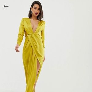 Asos edition split side plunge maxi in satin